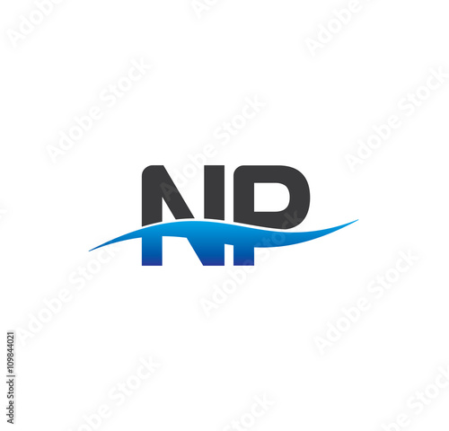 np initial logo with swoosh blue and grey