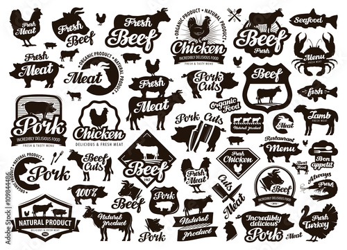 restaurant, cafe vector logo. food, meat or menu, cooking icon