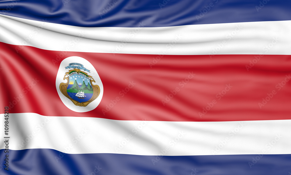 Flag of Costa Rica, 3d illustration with fabric texture Flag of Costa Rica, 3d illustration with fabric texture
