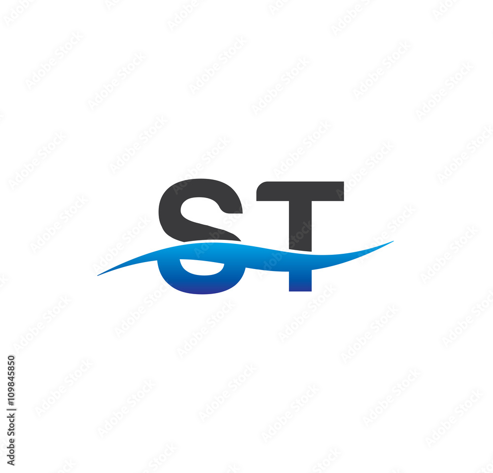 st initial logo with swoosh blue and grey st initial logo with swoosh blue and grey