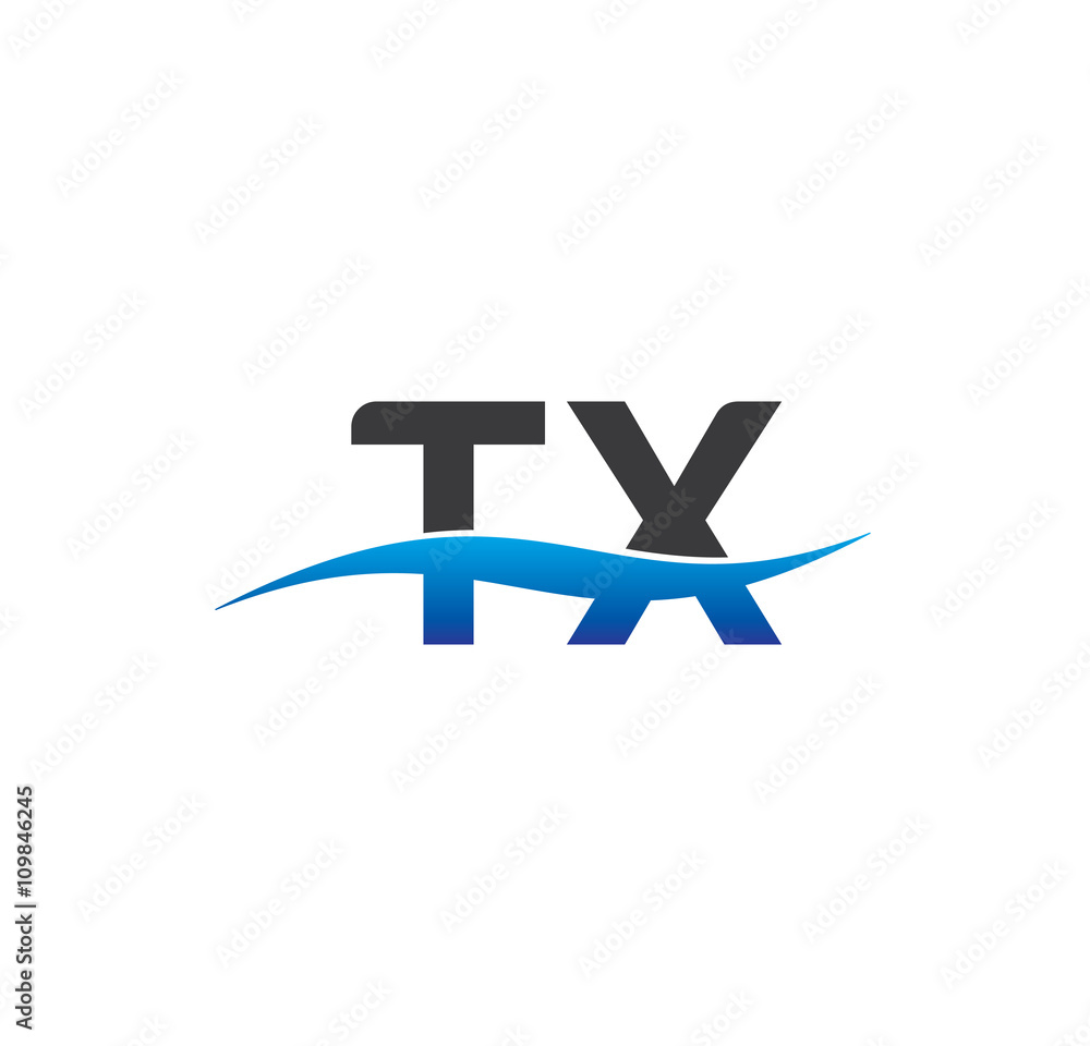 tx initial logo with swoosh blue and grey tx initial logo with swoosh blue and grey