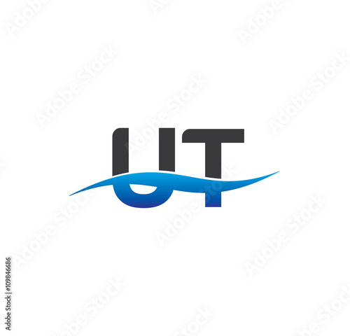 ut initial logo with swoosh blue and grey