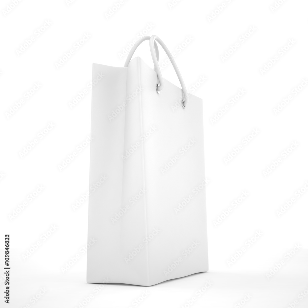 Paper Shopping Bag isolated on white background. 3d rendering. Paper Shopping Bag isolated on white background. 3d rendering.