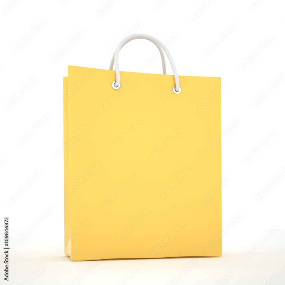 Paper Shopping Bag isolated on white background. 3d rendering. Paper Shopping Bag isolated on white background. 3d rendering.