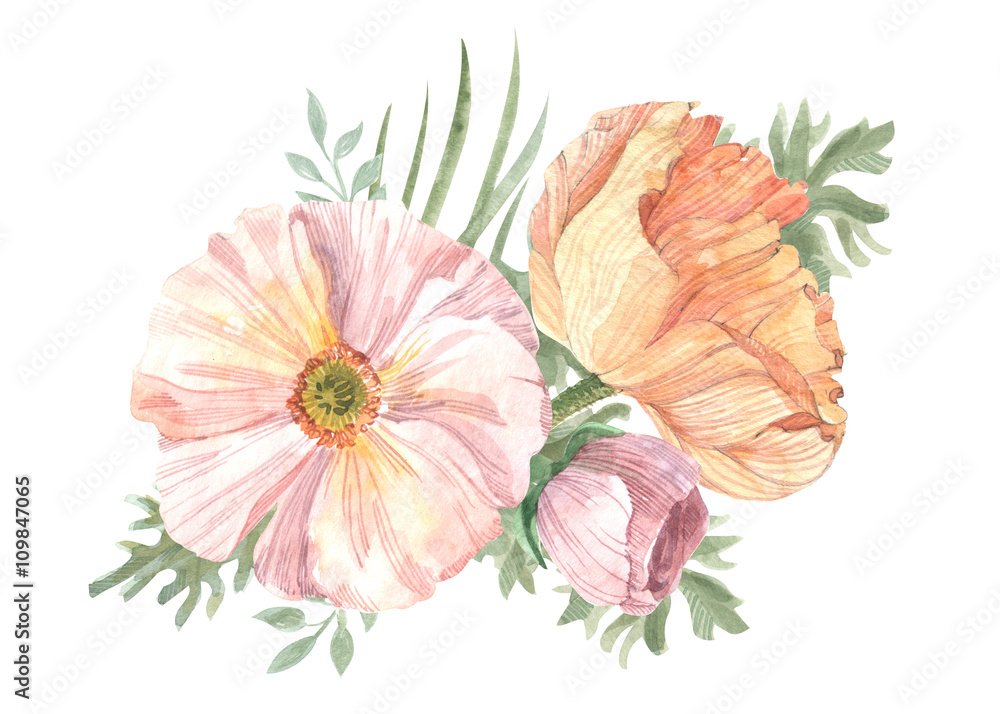 custom made wallpaper toronto digitalfloral panel in retro style illustration of a watercolor