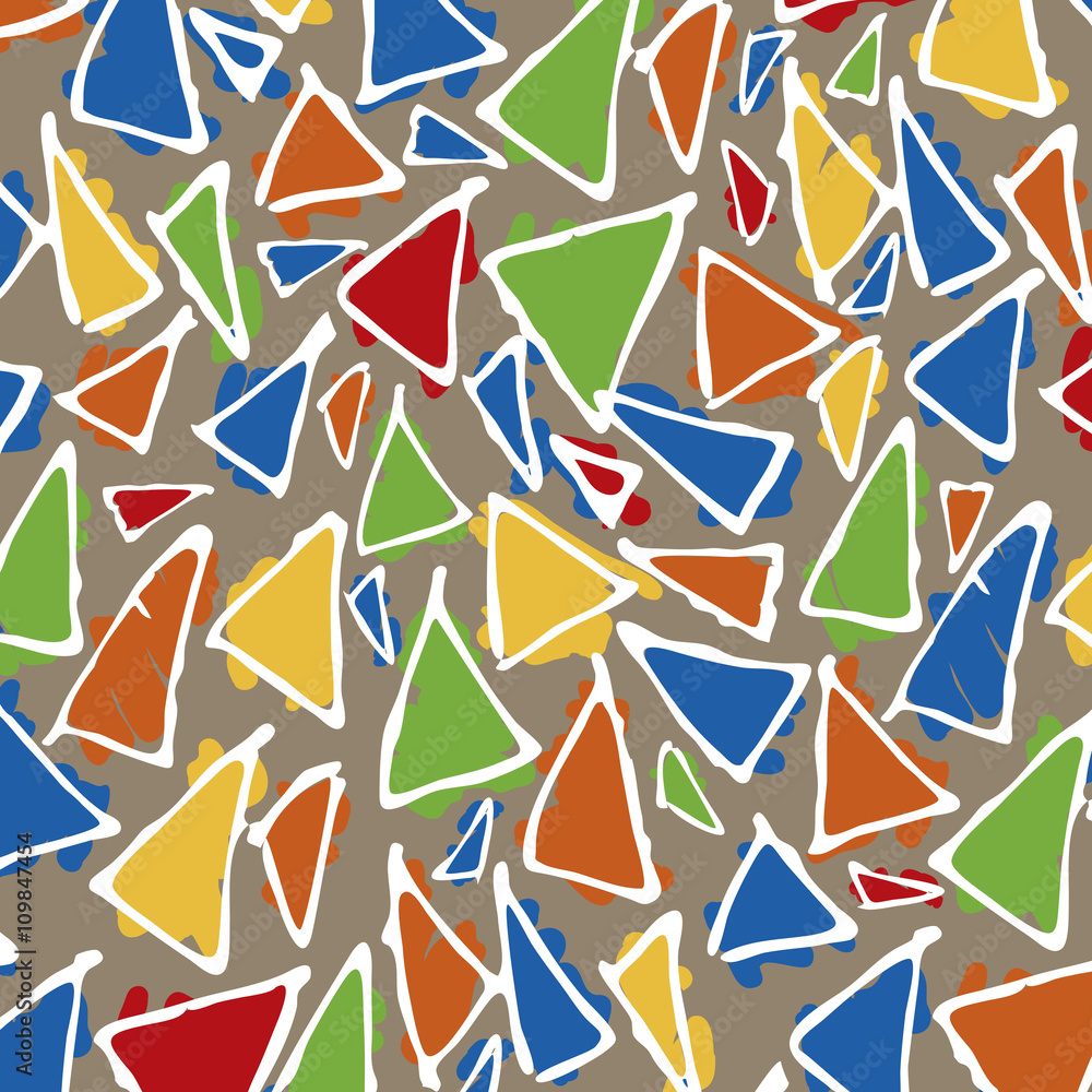 Antonio Gaudi mosaic. Triangle hand drawn vector pattern. Antonio Gaudi mosaic. Triangle hand drawn vector pattern.