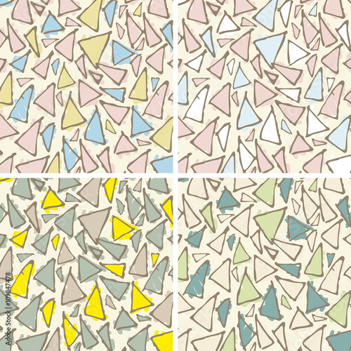 Antonio Gaudi mosaic. Triangle hand drawn vector pattern.