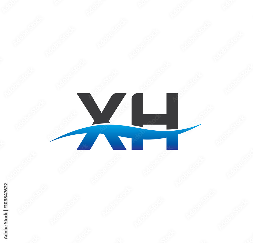 xh initial logo with swoosh blue and grey xh initial logo with swoosh blue and grey