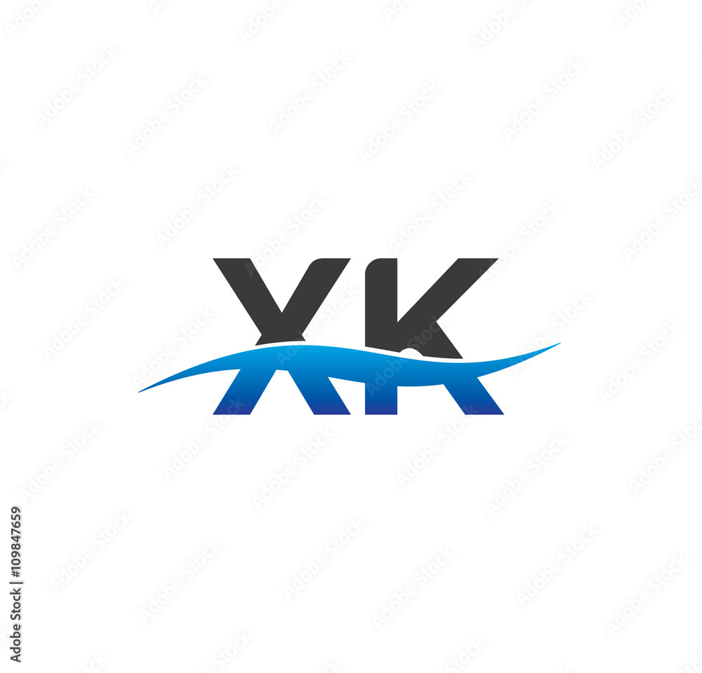 xk initial logo with swoosh blue and grey xk initial logo with swoosh blue and grey