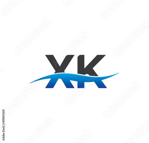 xk initial logo with swoosh blue and grey