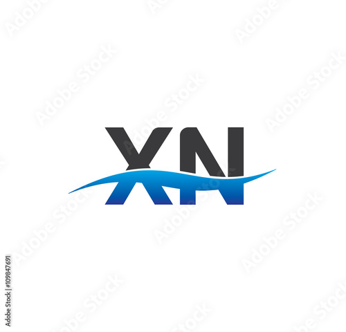 xn initial logo with swoosh blue and grey