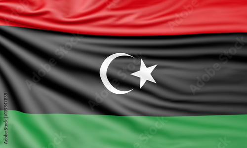 Flag of Libya, 3d illustration with fabric texture