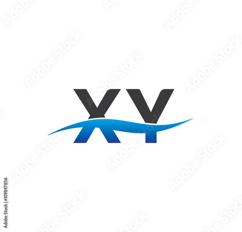 xy initial logo with swoosh blue and grey