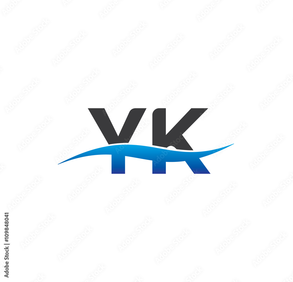 yk initial logo with swoosh blue and grey yk initial logo with swoosh blue and grey