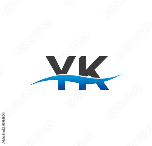 yk initial logo with swoosh blue and grey