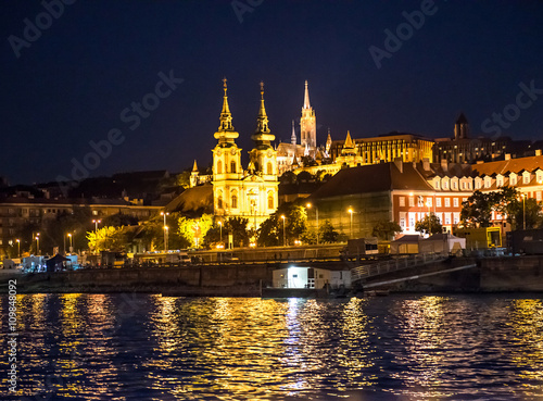 night view on Matthias church from Danube