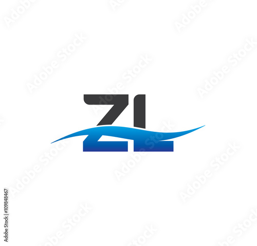 zl initial logo with swoosh blue and grey