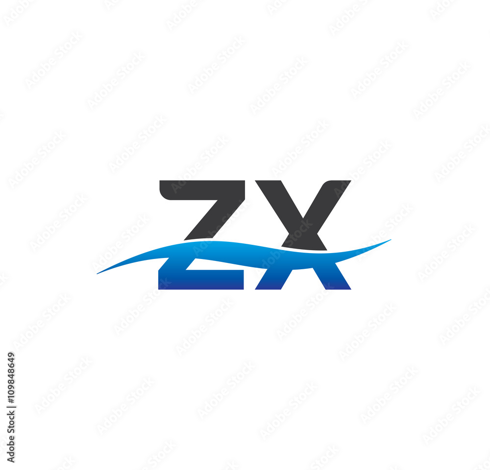 zx initial logo with swoosh blue and grey