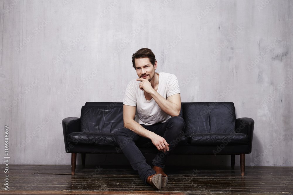 Portrait of handsome Youngman on sofa Portrait of handsome Youngman on sofa