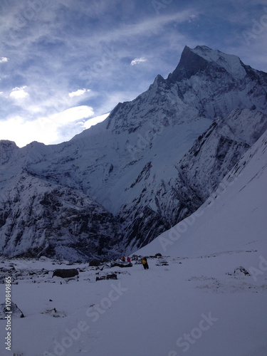 Annapurna Base Camp at the Annapurna South Mountain, Himalayas,