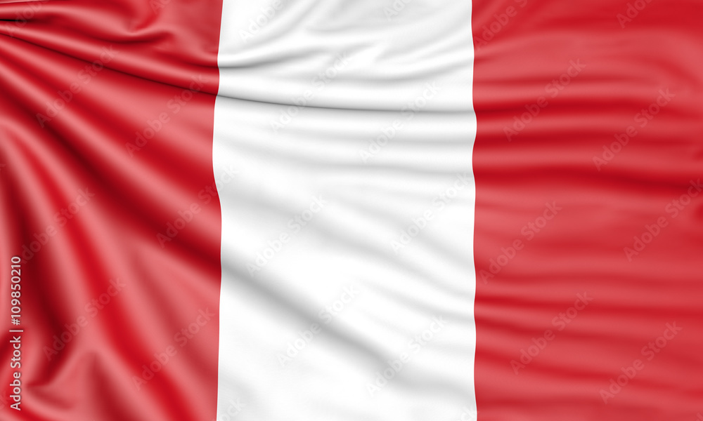 Flag of Peru, 3d illustration with fabric texture
