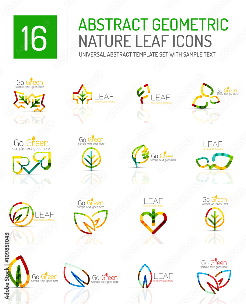 Geometric leaf icon set Geometric leaf icon set