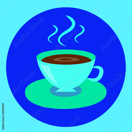 cup of coffee on a blue background, flat