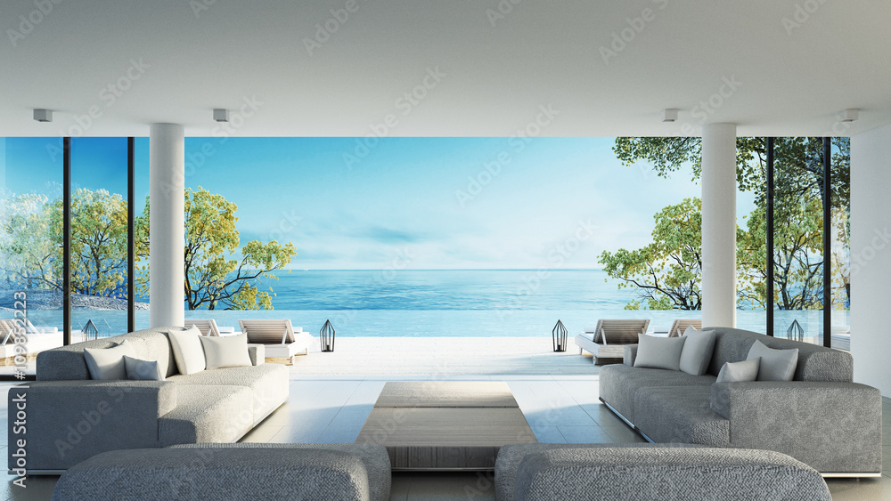 Beach living on Sea view / 3d rendering Αφίσα | Europosters.gr