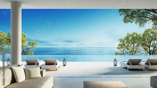 Beach living on Sea view / 3d rendering