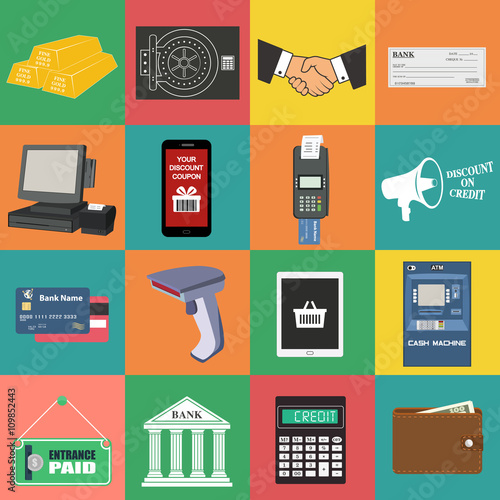 Payment flat icon set 