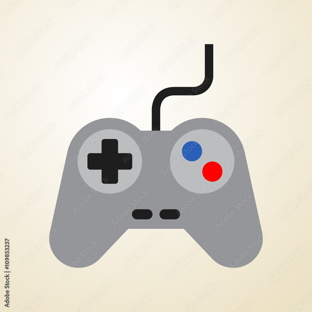 Icono plano control videojuegos color en fondo degradado Icono plano control videojuegos color en fondo degradado