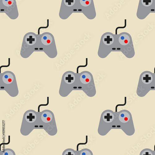 Icono plano patrón con control videojuegos fondo rosa 