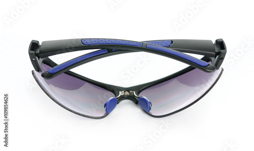 fashion blue colorful sport sunglasses isolated on white