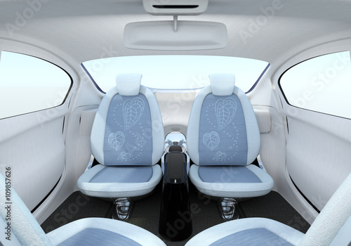 Botanical pattern texture in the passenger seats. 3D rendering image with clipping path.