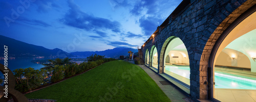 Exterior of a modern house in the night