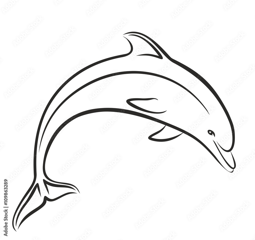 Naklejka premium dolphin Sketch in jump.