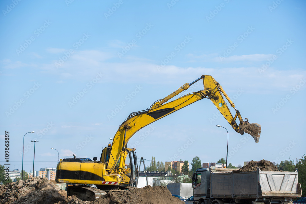 Yellow excavator
