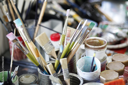 Painters Brushes on a studio