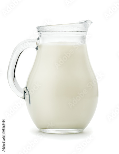 Natural whole milk in a  glass jug 