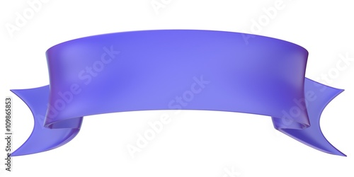 Blue, violet ribbon tag label. 3D render illustration isolated on white background