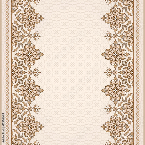 Decorative brown seamless border on beige background.