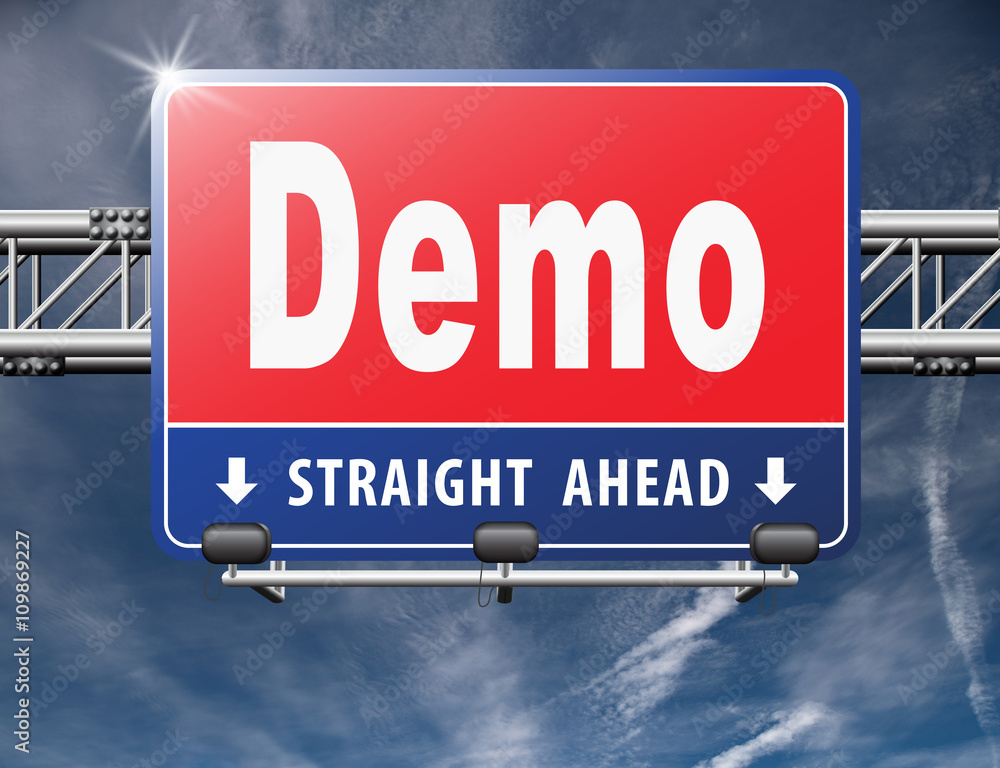 Demo for free trial download demonstration, billboard..