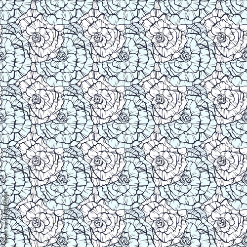 Seamless pattern with decorative hand drawn roses