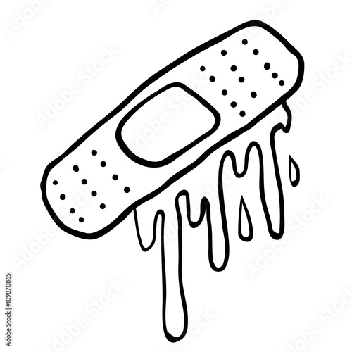 black and white bloody injury tape plaster