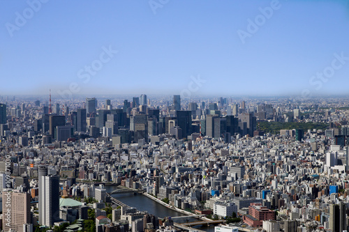 Photography Scenic aerial shot of Tokyo - blue sky and beautiful