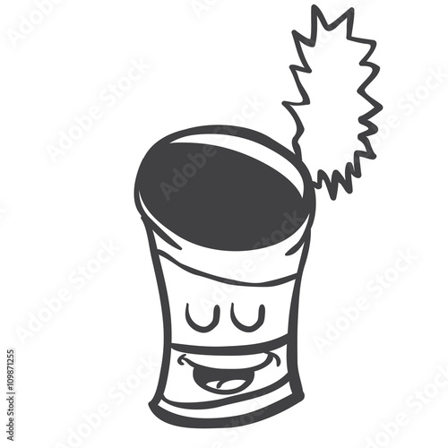 black and white happy empty can