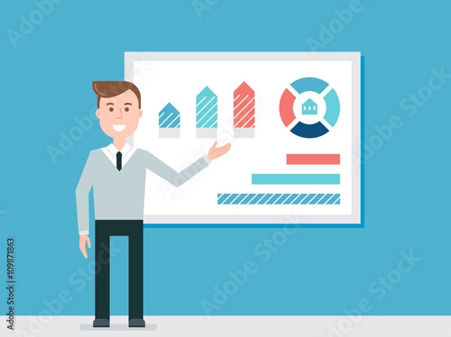 Speaker Giving Presentation Using Diagram Charts