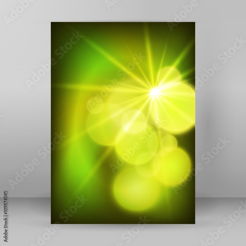 Cover page A4 brochure layout green background blur circle