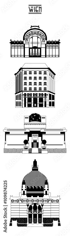 Fototapeta premium Sights of Vienna. Austria. Europe. Black and white.