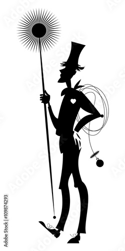 Chimney sweep. Black and white.